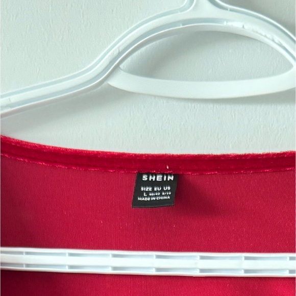 Red Velvet Wrap Dress Asymmetric - Picture 5 of 5